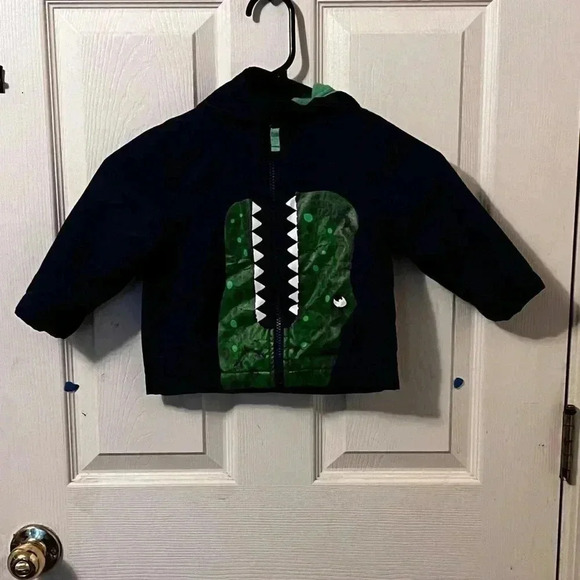 Carter’s Classic & Unique  Dino Rain Jacket Size 18m Navy And Green EUC - Picture 1 of 5